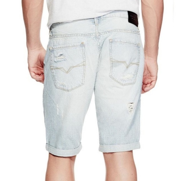 New GUESS Slim Destroyed Striped Men's Short SZ 32 - Picture 3 of 8